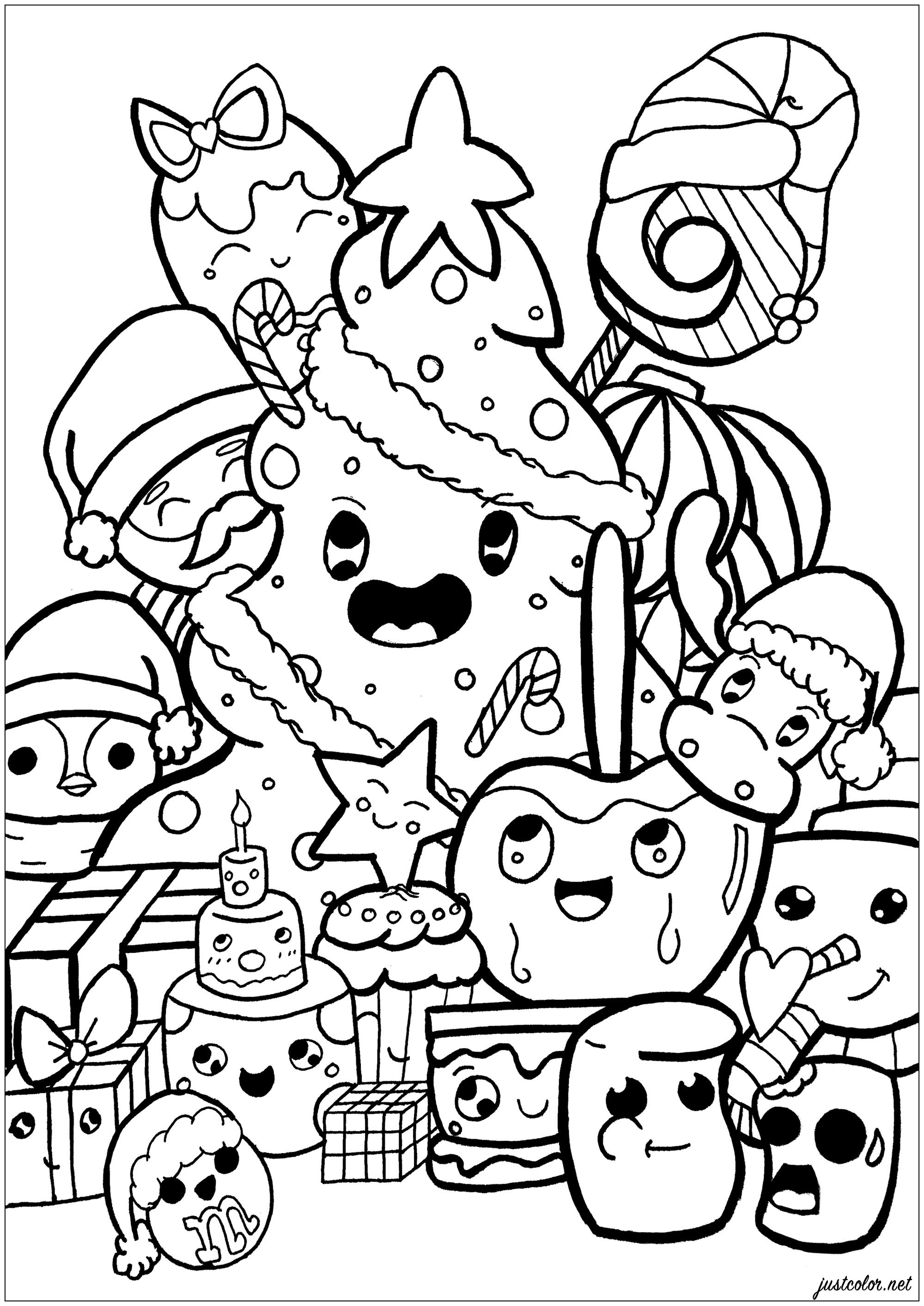 Christmas Doodle - Doodle Art / Doodling Adult Coloring Pages