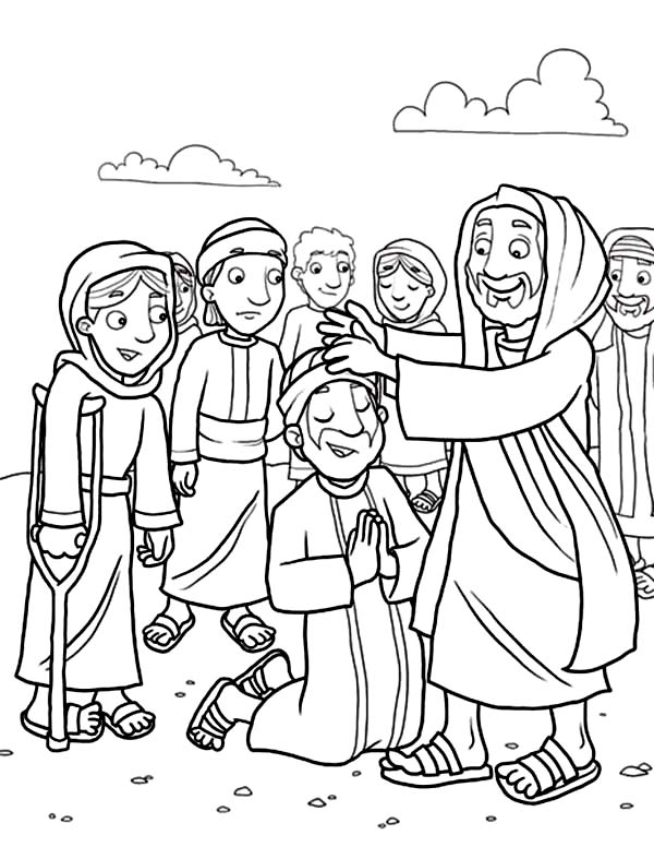 Jesus Heals The Sick With His Disciples Coloring Page : Coloring Sun