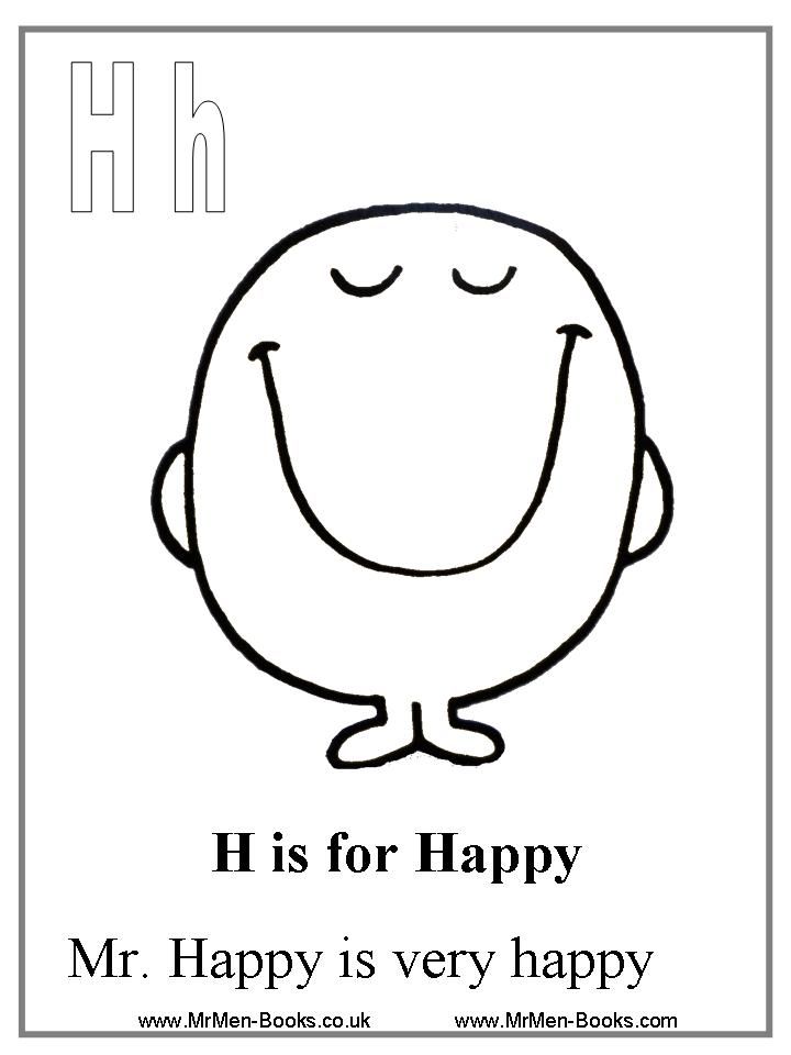 Mr Happy Coloring Page | happy face