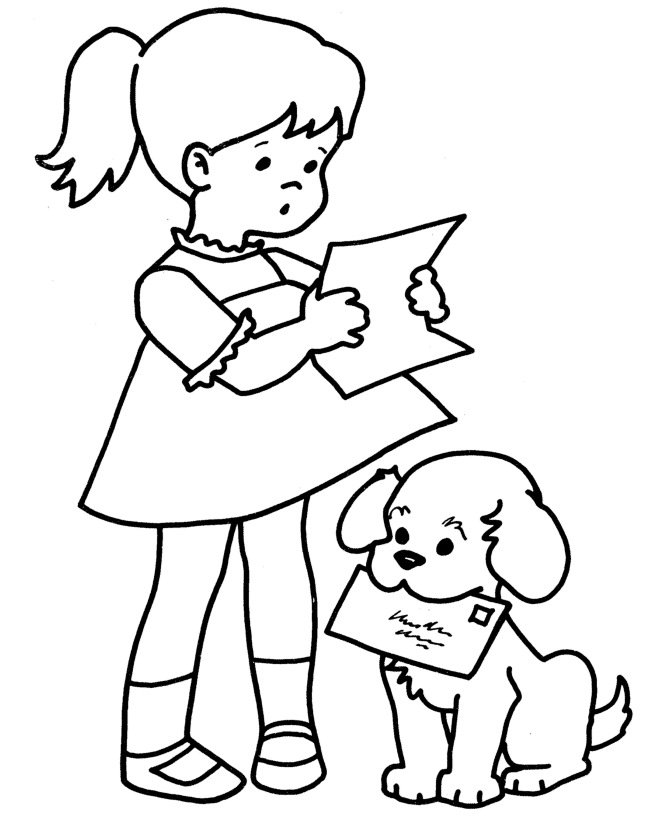 Pet Dog Coloring Pages | Free Printable Pet Mail Dog Coloring 