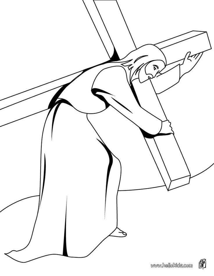 Jesus carrying cross coloring page | VBS Mission books