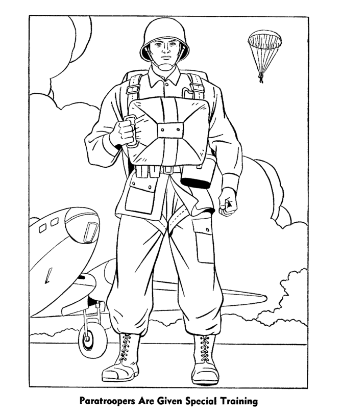 Armed Forces Day Coloring Pages | US Army Paratrooper Armed Forces 