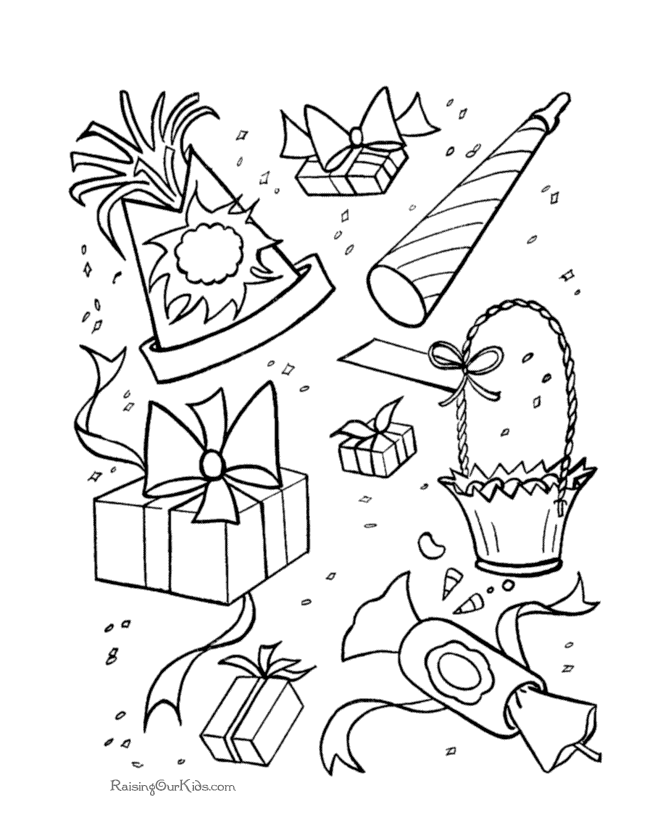 Birthday party supplies coloring pages for kids | Great Coloring Pages