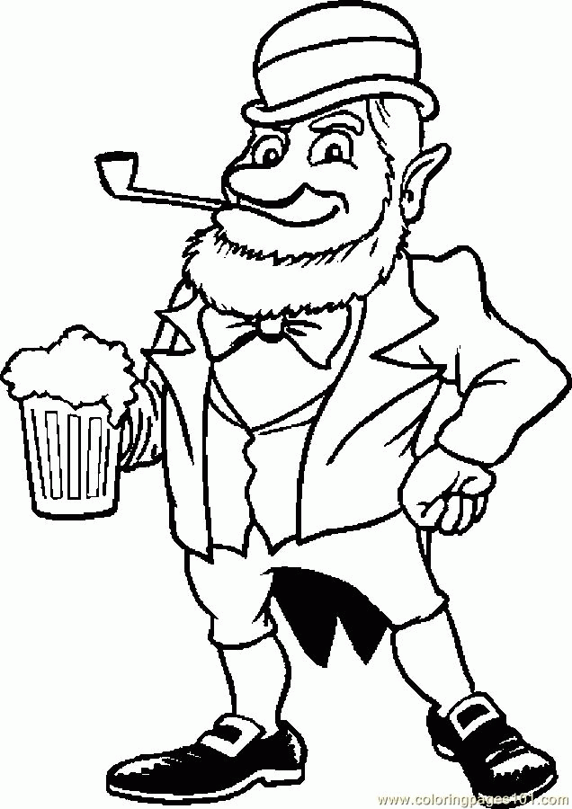 Coloring Pages Leprechaun With Beer 2 (Holidays > St. Patrick's 