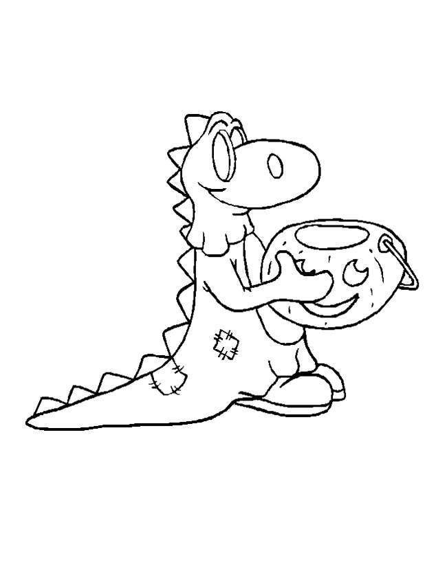 Alligator With Pumpkin Halloween Coloring Sheets
