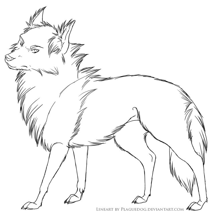 Grumpy wolf Lines by Plaguedog on deviantART