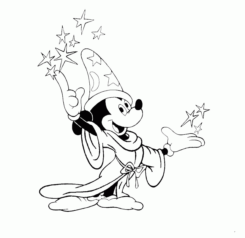 Mickey The Wizard Coloring Page | Kids Coloring Page
