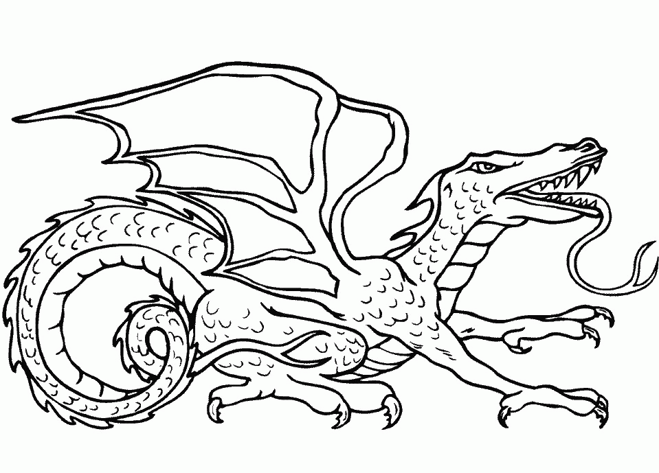 Fire Breathing Dragon Coloring Pages - Dragon Cartoon Coloring 