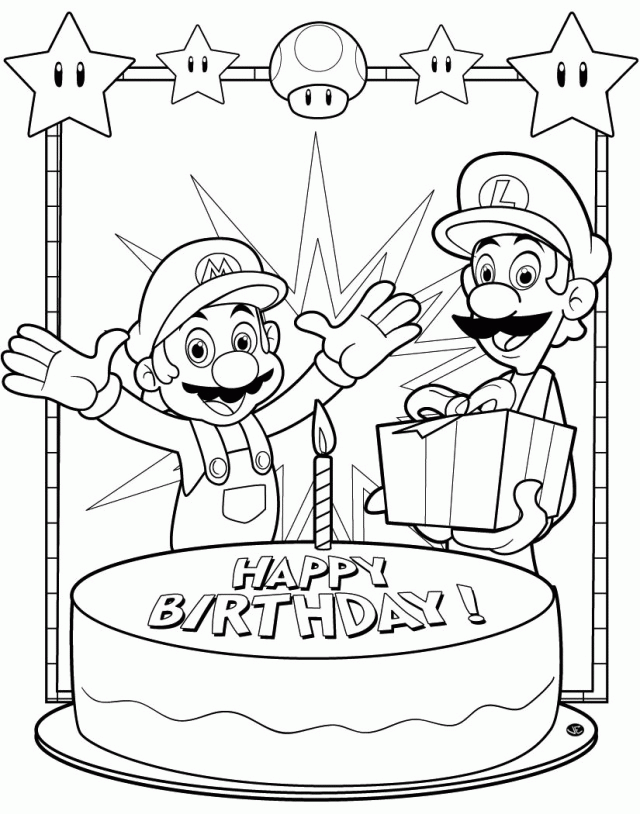 Free Printable Happy Birthday Mario And Luigi Coloring Pages 
