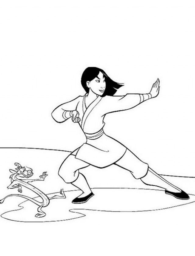 Download Teach Kungfu Mulan Coloring Pages Or Print Teach Kungfu 
