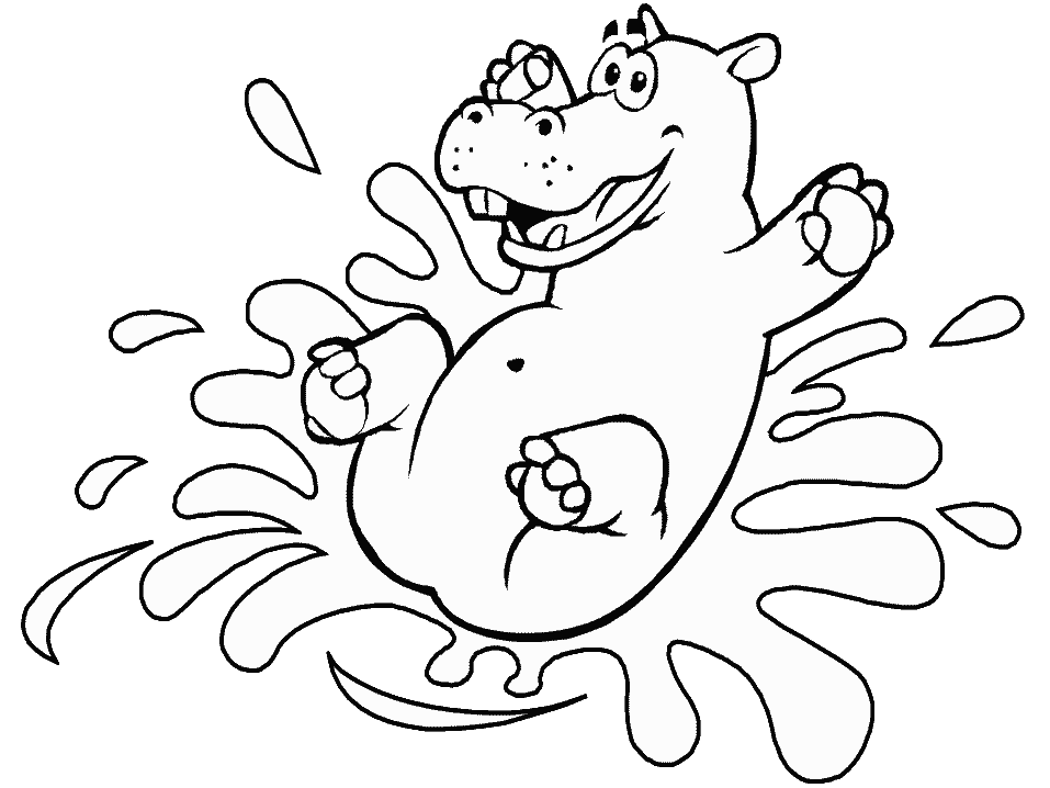 Hippo Animals Coloring Pages & Coloring Book