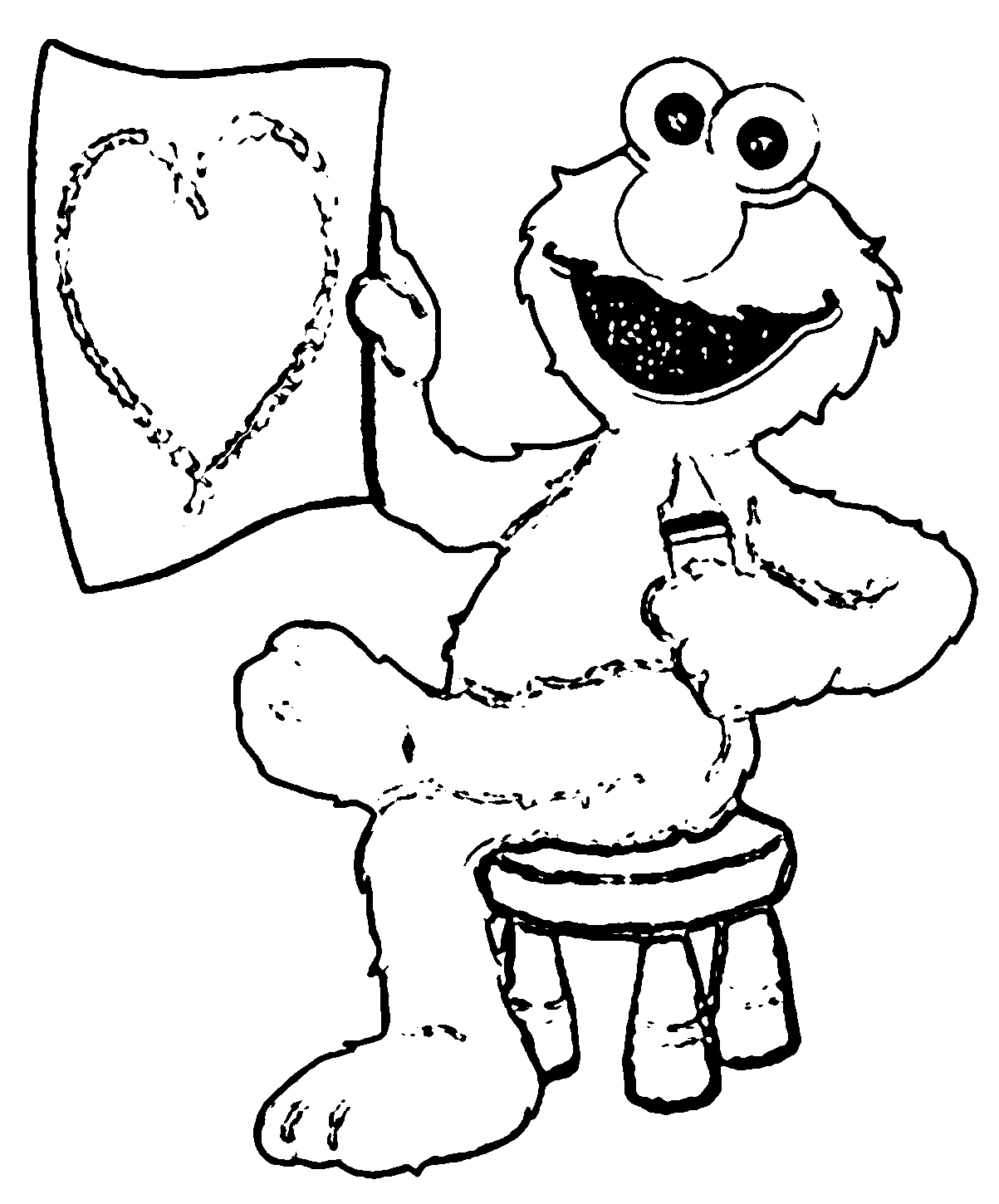 Elmo Heart Sesame Street Coloring Page | Wecoloringpage