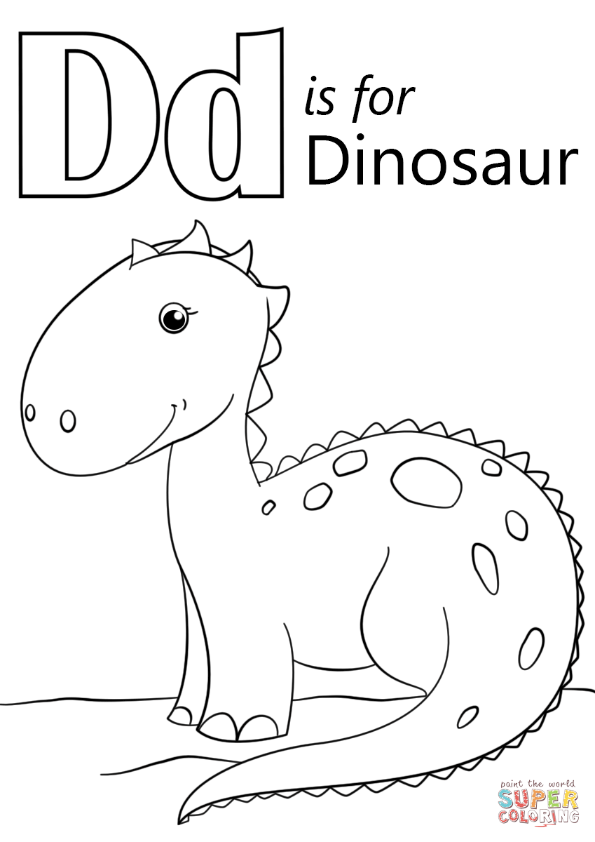 Letter D is for Dinosaur coloring page | Free Printable Coloring Pages
