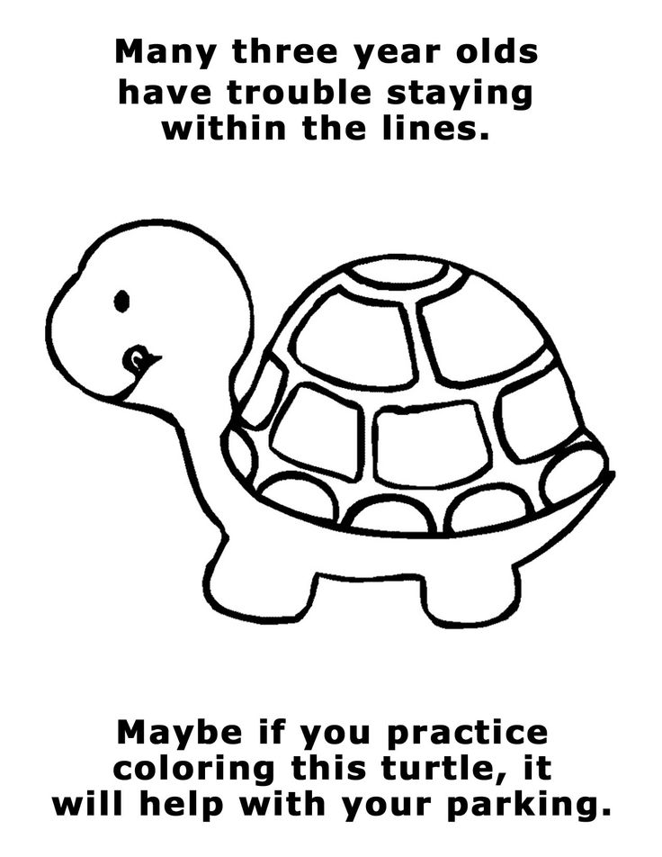 Many three year olds have trouble staying within the lines. Maybe if you  practice coloring this turt… | Turtle coloring pages, Animal coloring pages,  Cartoon turtle
