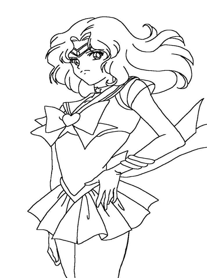 Sailor Neptune from Sailor Moon Coloring Page - Free Printable Coloring  Pages for Kids