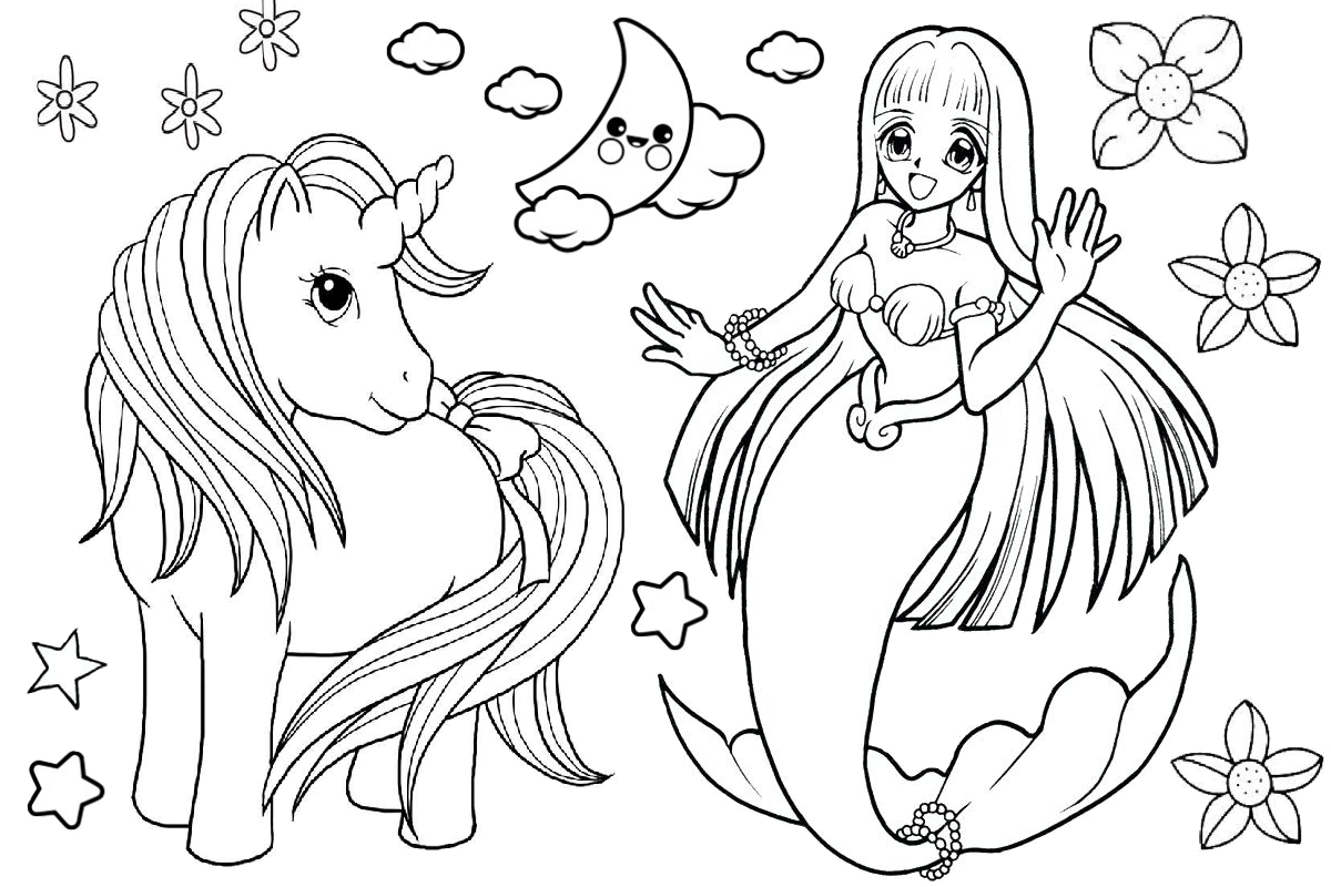 Unicorn Mermaid Coloring Pages Printable