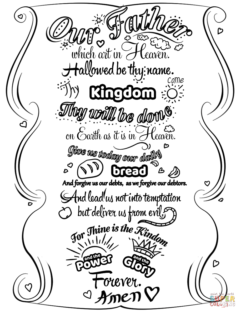 Lord's Prayer Doodle coloring page | Free Printable Coloring Pages