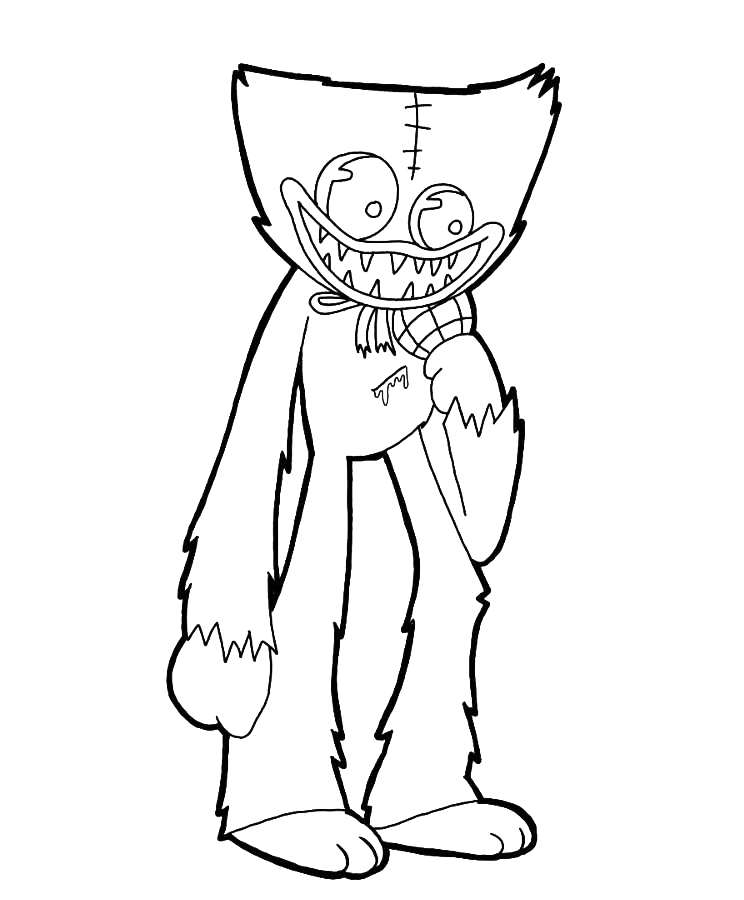 Coloring page Huggy Wuggy from horror movies Print Free