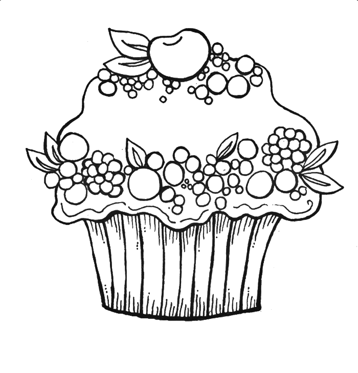 Cupcake Colouring - Coloring Pages for Kids and for Adults