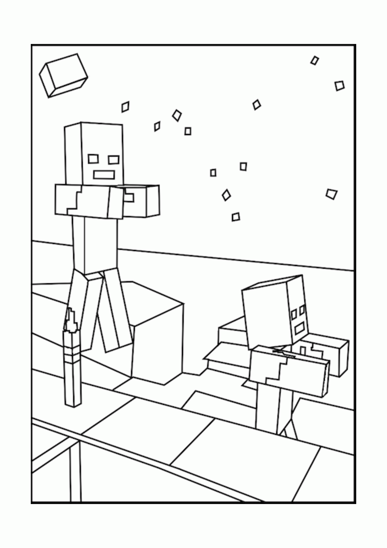 Minecraft Zombie Coloring Page - Coloring Home