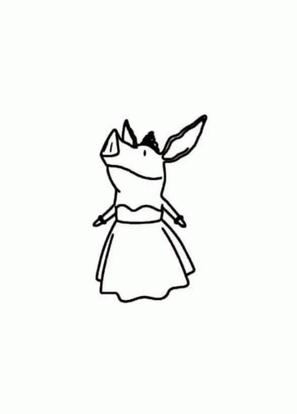 Olivia the Pig Wearing Gown Coloring Page - NetArt