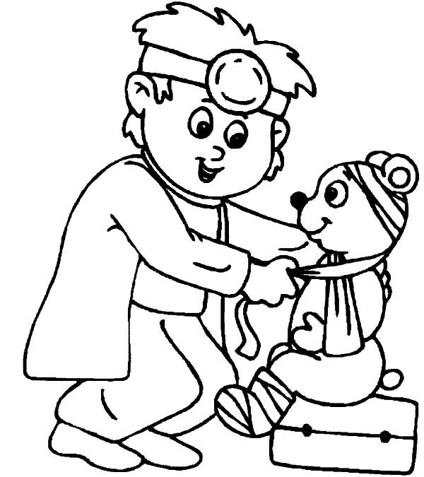 Little Veterinary Take Care Wounded Bear on Jobs Coloring Pages ...