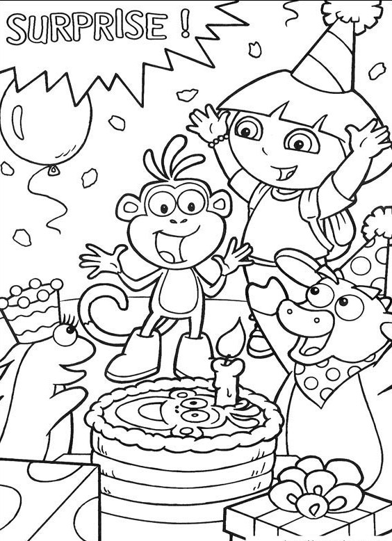 Dora the Explorer Coloring Pages: Dora and Friends Coloring Page