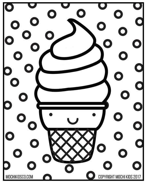 Download Kawaii Ice Cream Coloring Sheet Digital Download Mochi Kids Coloring Home