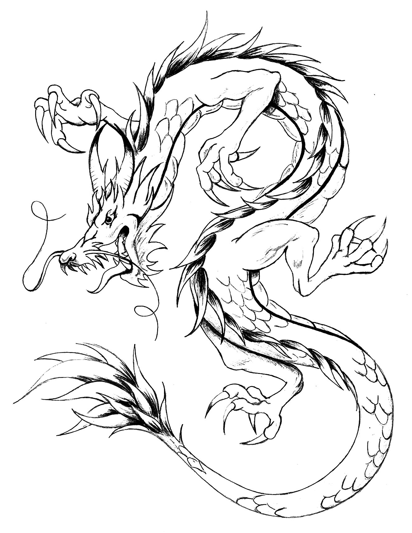Dragon asian style - Dragons Adult Coloring Pages