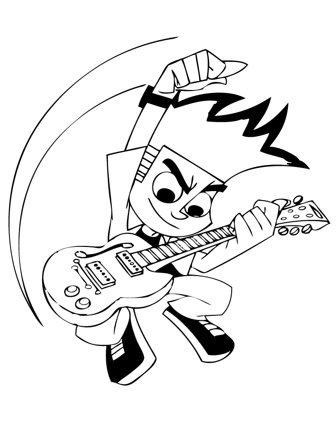 Johnny Test Playing Guitar Coloring Page | Free Printable Coloring 