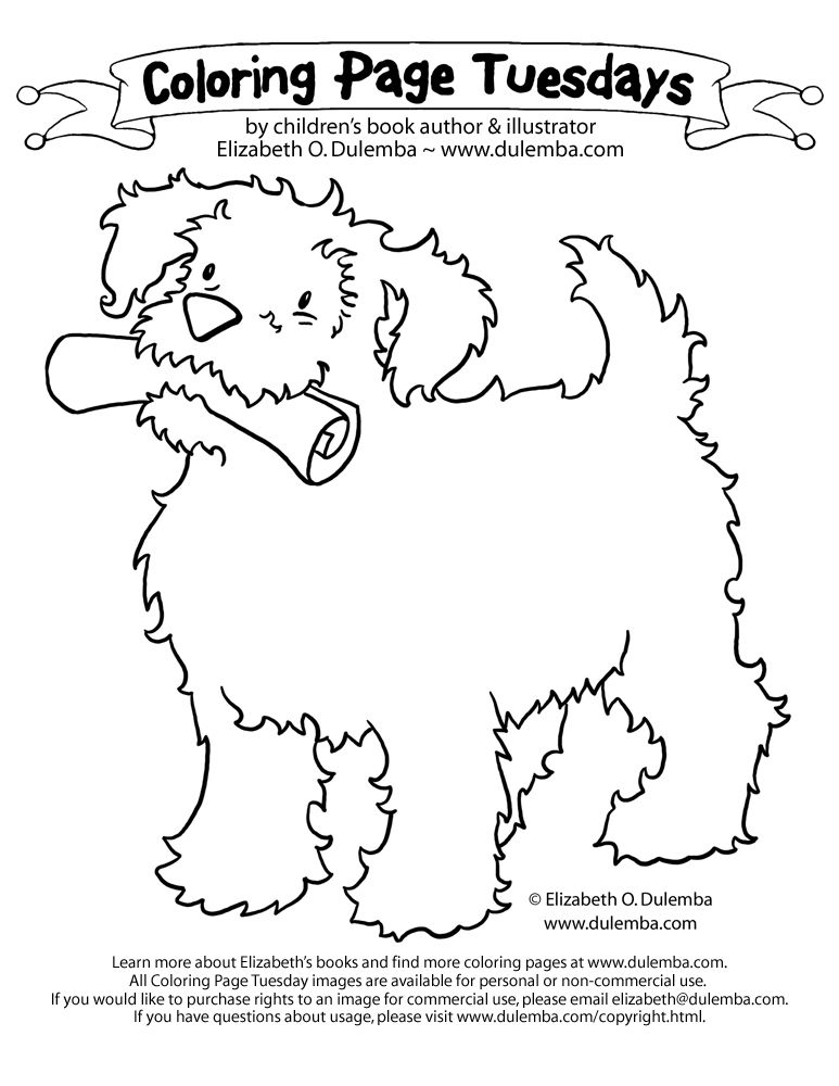 dulemba: Coloring Page Tuesday! - Dog with Paper