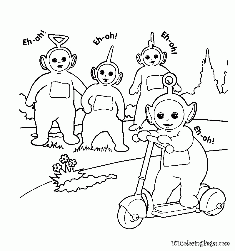 Teletubbies (Tinky Winky, Dipsy, Lala, Poo) Coloring Pages 