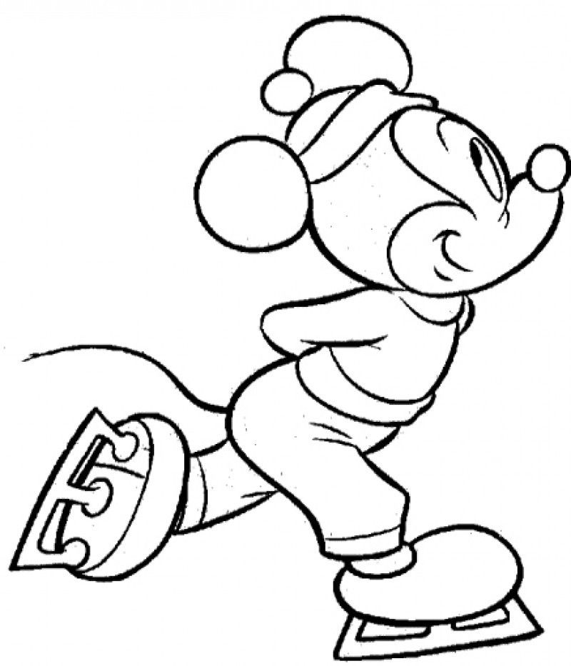 Mickey Play Ice Skating Coloring Page - Kids Colouring Pages