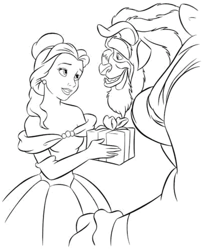 Belle on Dinner Table Coloring Page | Kids Coloring Page