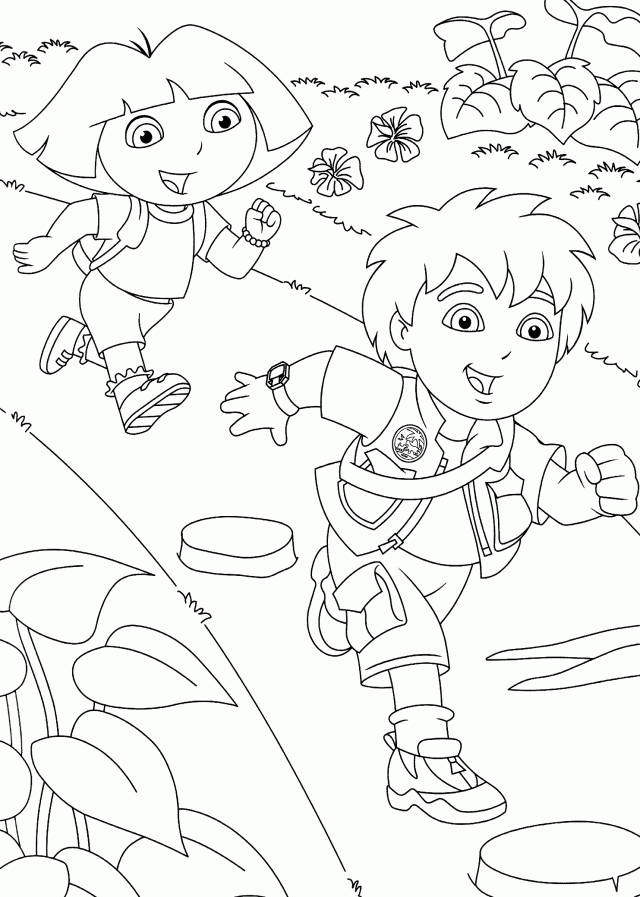Diego With Dora Coloring Page For Kids Printable Free 281093 Go