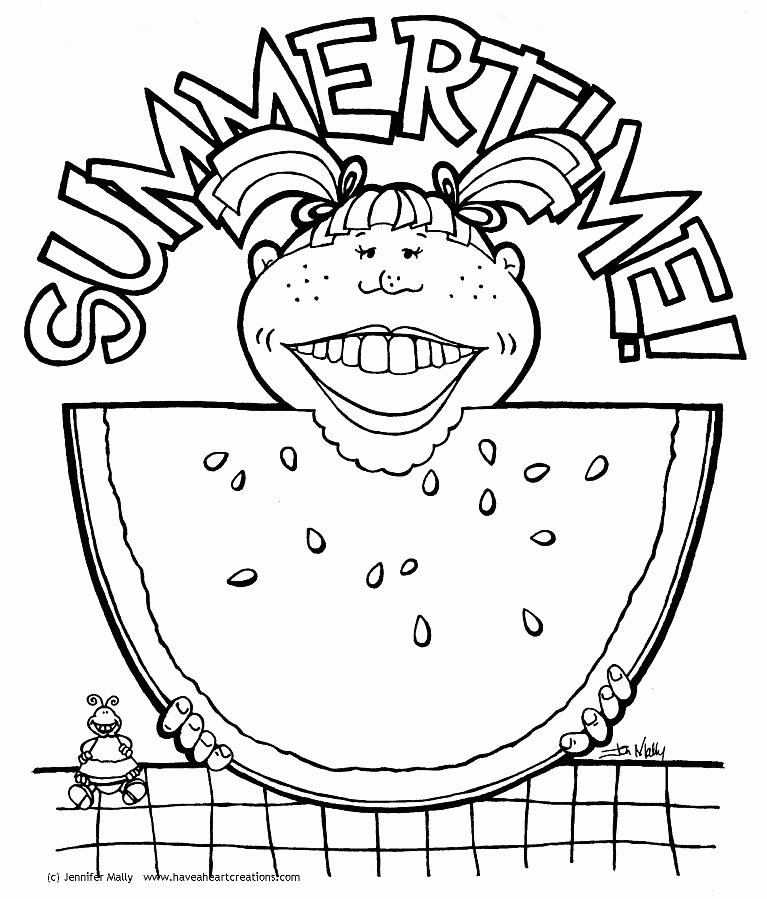 Jen Mally's Summertime Watermelon Coloring Sheet