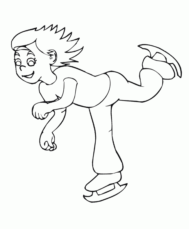 Ice Skating Coloring Pages : The Boy Speed Ice Skating Coloring 