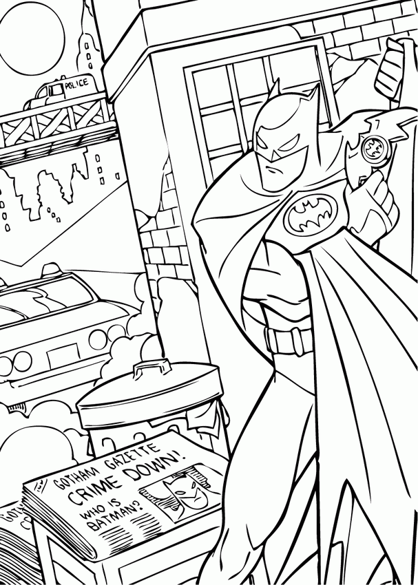 BATMAN coloring pages - Batman fighting crime