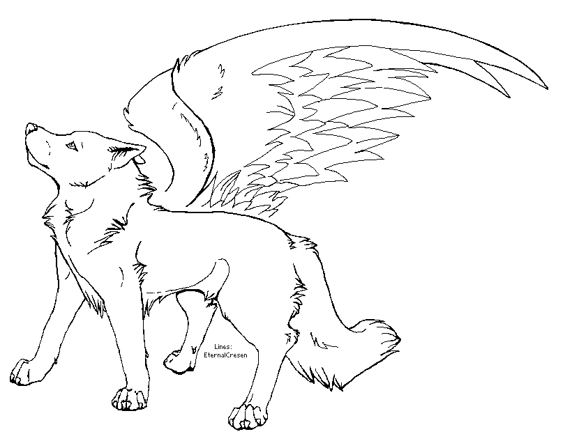 Winged Wolf Coloring Pages - Coloring Home
