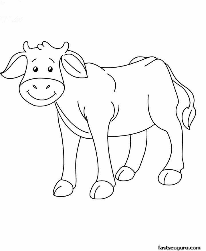 printable farm animal baby cow coloring page
