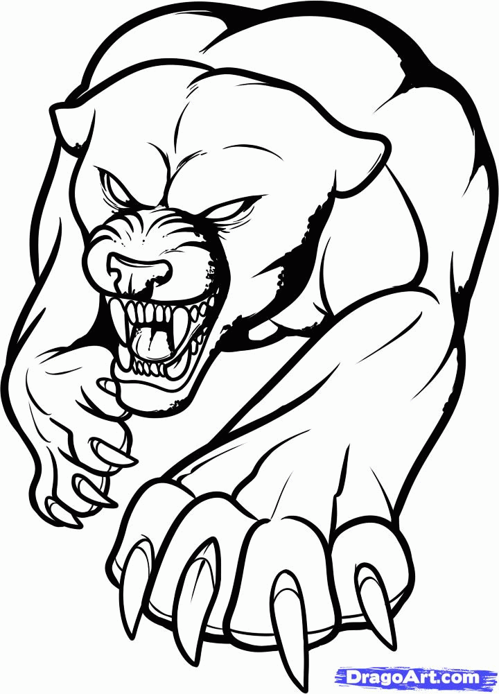 Attractive Outline Tribal Panther Tattoo Design - Coloring Home