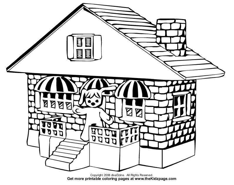 Toy House - Free Coloring Pages for Kids - Printable Colouring Sheets
