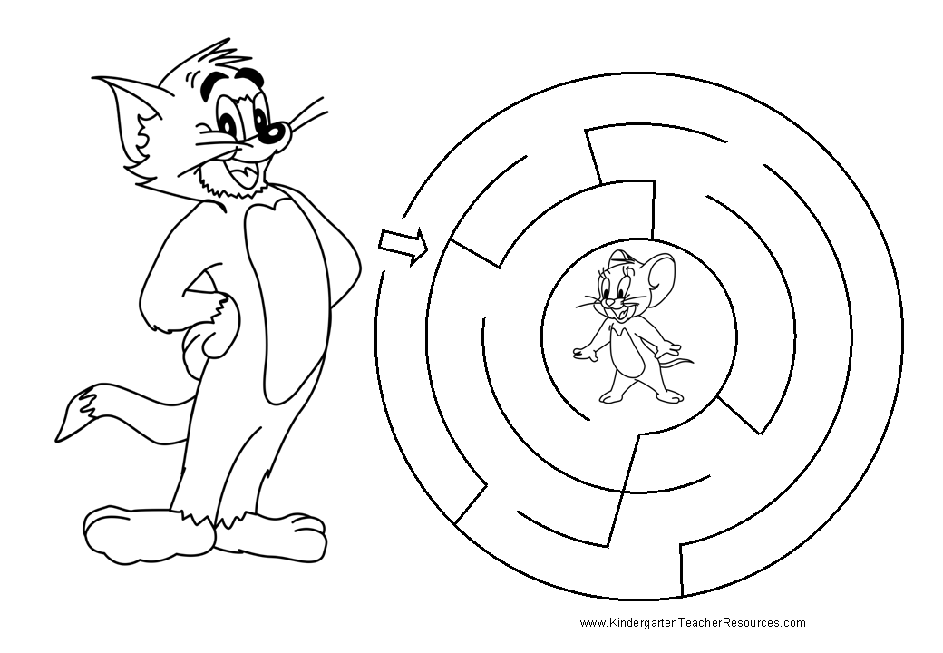 Printable Mazes with Tom and Jerry