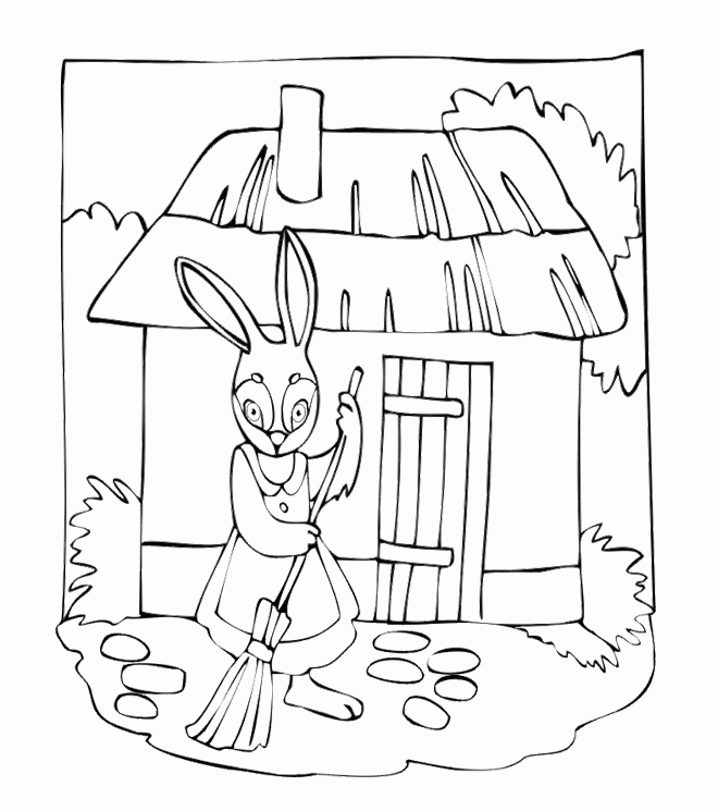 Spring Cleaning Bunny Coloring Pages - Spring Coloring Pages 