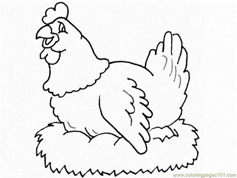 Coloring Pages Hen lay on nestle (Birds > Chicks, Hens and 