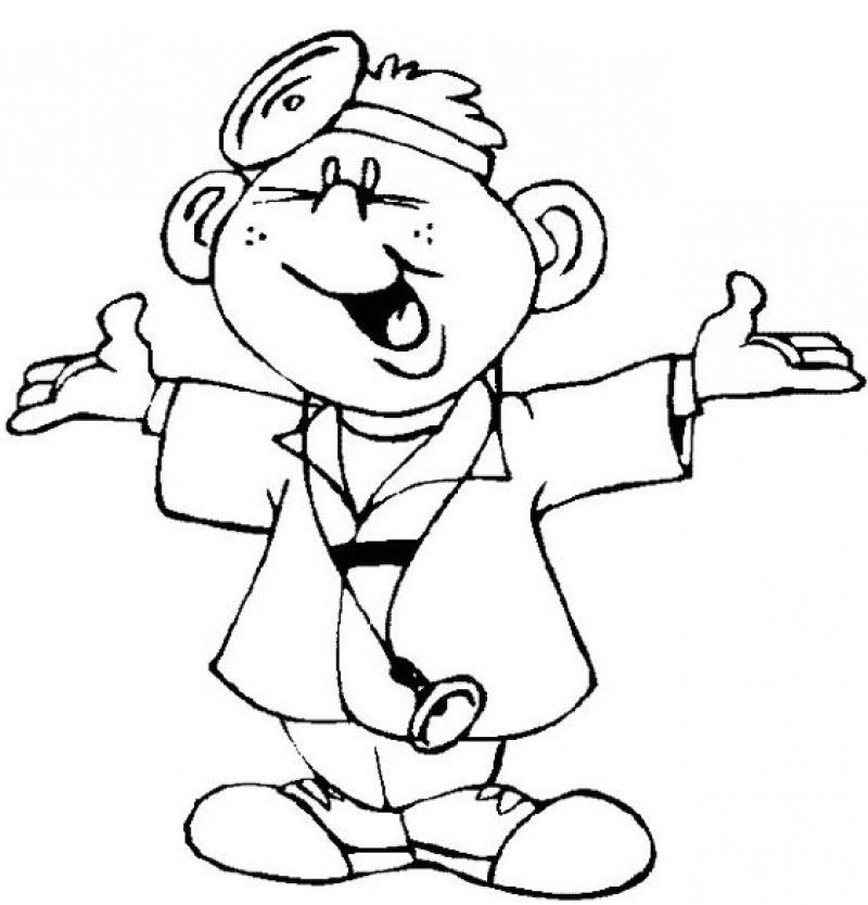 The Doctor Waving Hands Coloring Page - Kids Colouring Pages