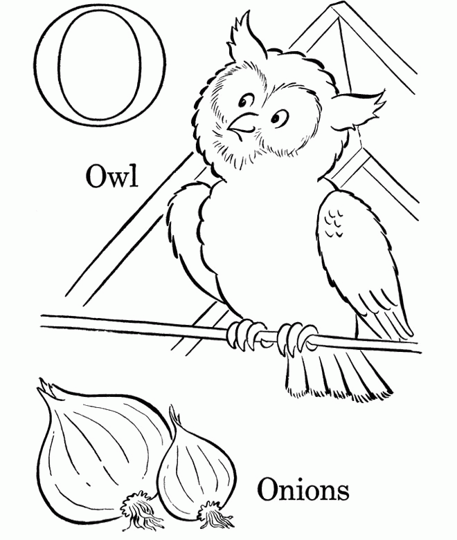 Owl Coloring : O For Owl And Sesame Coloring. O For Owl And Onions 