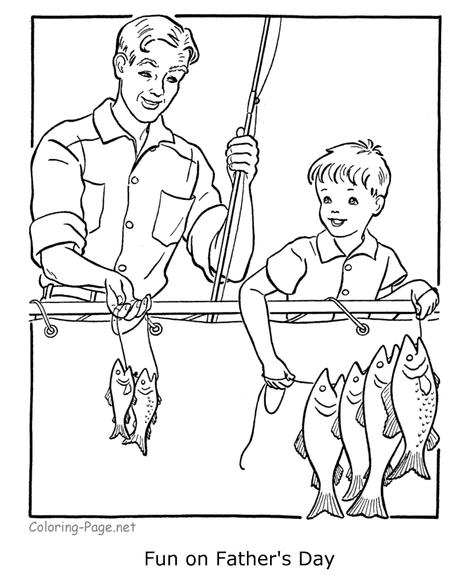 Father's Day coloring page - Fishing with Dad