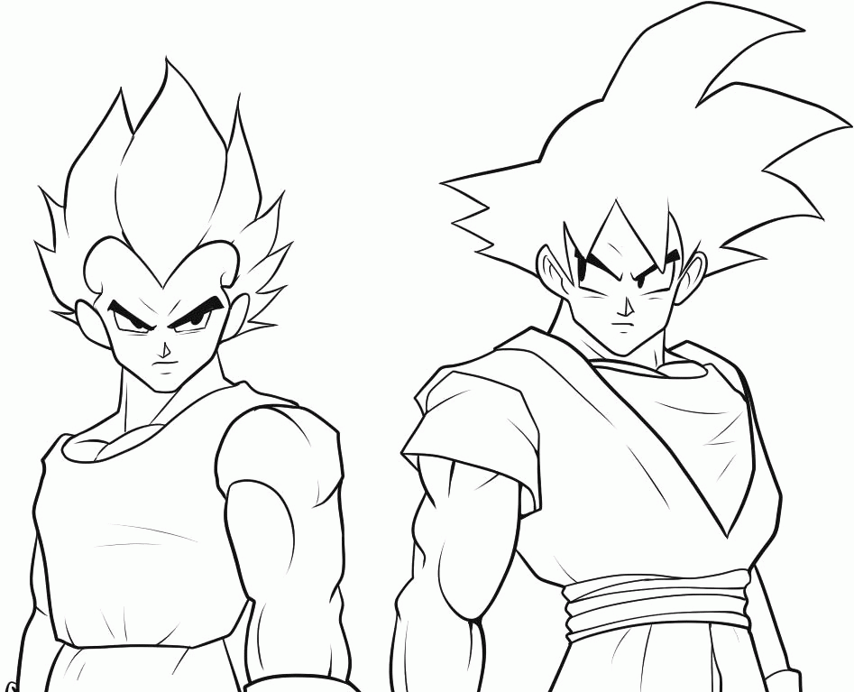 Download Dragon Ball Goku And Vegeta Looked At Each Other Coloring 