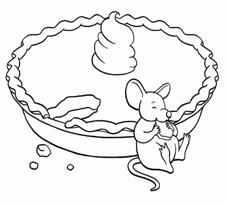 Pictures Mouse Eating A Pie Coloring For Kids - Food Coloring 